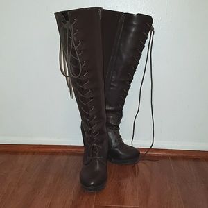 Knee High Brown Lace Boots